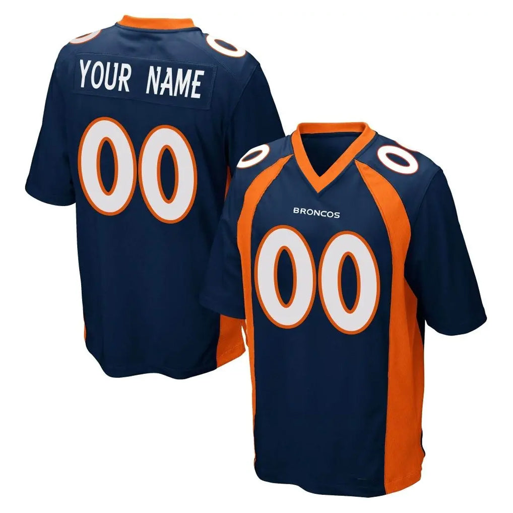 Qdoa Custom D.Broncos Navy Game Any Name & Numbers Stitched Jerseys