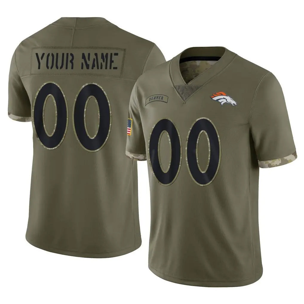Qdoa Custom D.Broncos Olive Salute To Service Limited Any Name & Numbers Stitched Jerseys