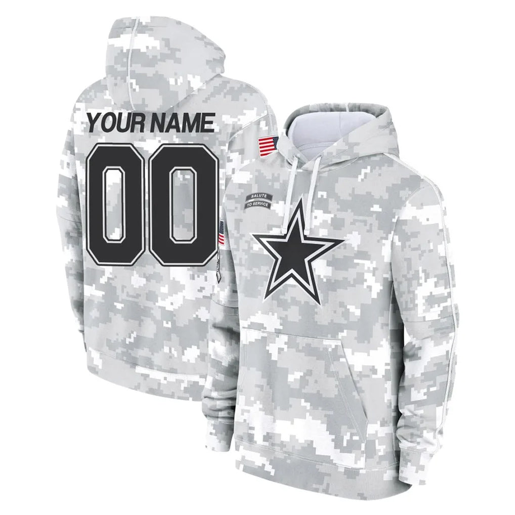 Qdoa Custom D.Cowboys Arctic Camo Salute to Service Hoodies Limited Game Any Name & Numbers Stitched Jerseys