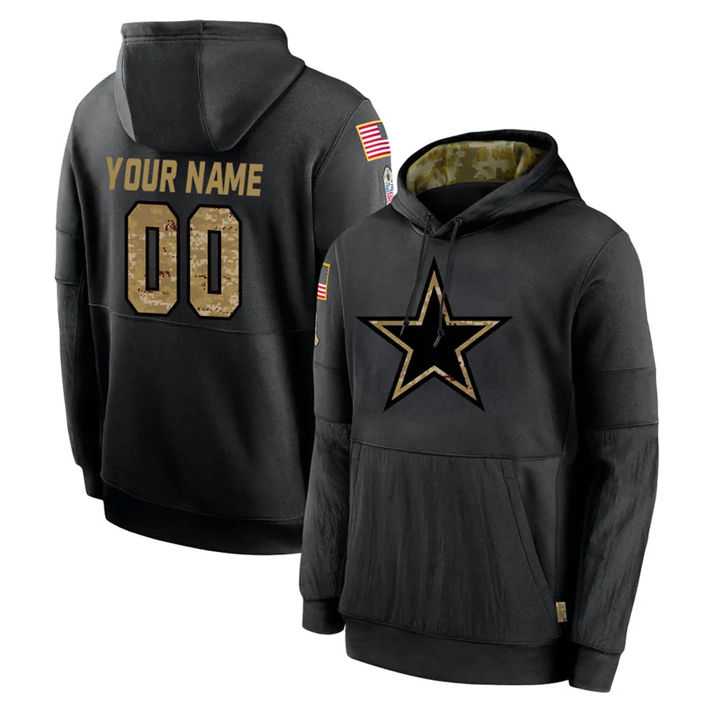 Qdoa Custom D.Cowboys Black Salute to Service Pullover Hoodies Limited Any Name & Numbers Stitched Jerseys