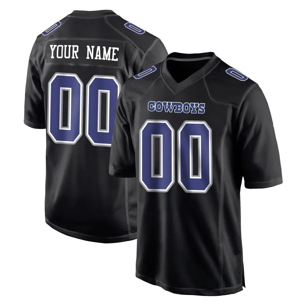 Qdoa Custom D.Cowboys Carbon Black Fashion Home Game Any Name & Numbers Stitched Jerseys