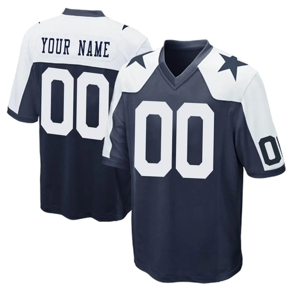 Qdoa Custom D.Cowboys Navy-White Alternate Home Game Any Name & Numbers Stitched Jerseys