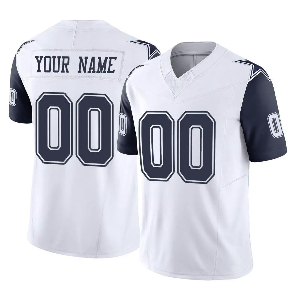 Qdoa Custom D.Cowboys White-Navy Limited Vapor F.U.S.E. Home Game Any Name & Numbers Stitched Jerseys