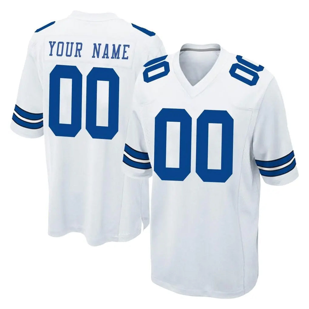 Qdoa Custom D.Cowboys White Home Game Any Name & Numbers Stitched Jerseys