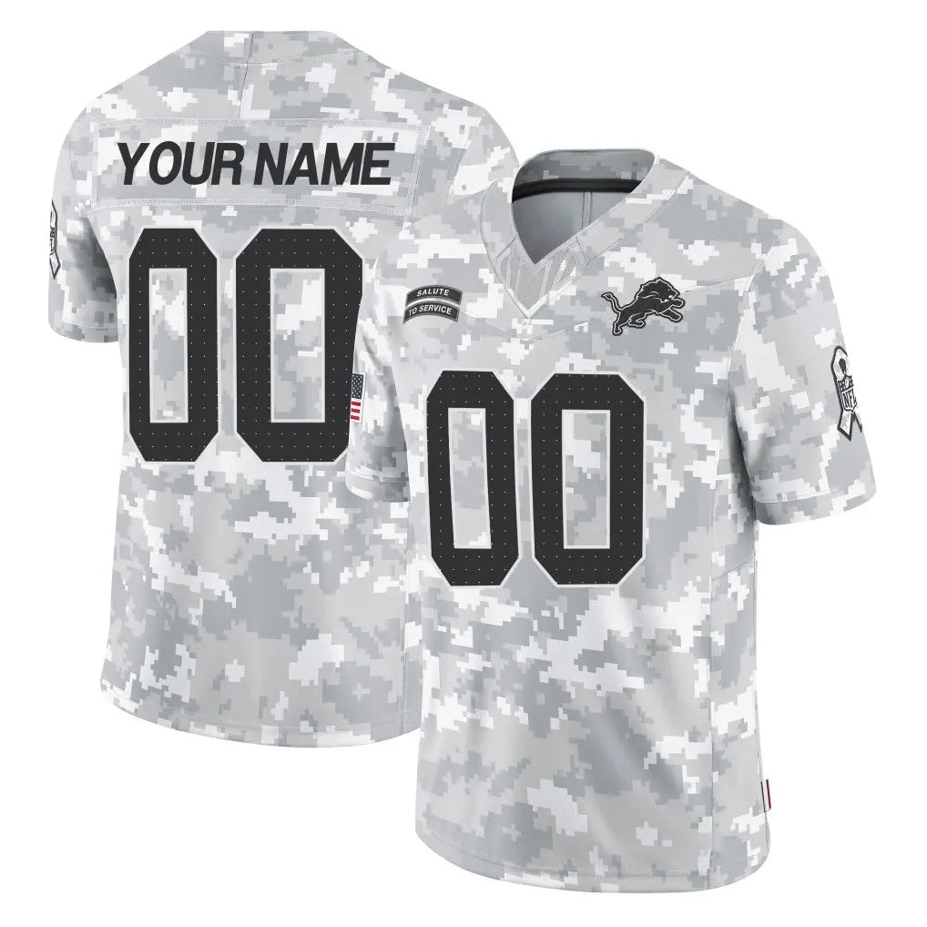 Qdoa Custom D.Lions Arctic Camo Salute To Service Limited Any Name & Numbers Stitched Jerseys