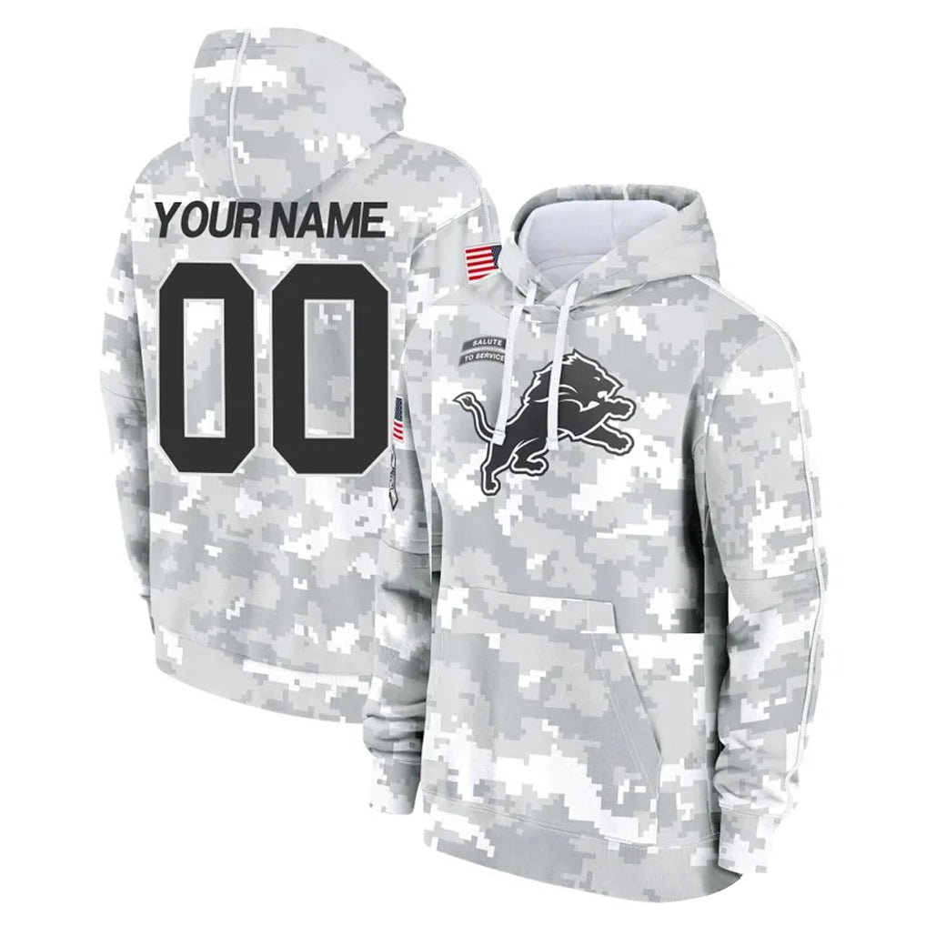 Qdoa Custom D.Lions Arctic Camo Salute to Service Hoodies Limited Game Any Name & Numbers Stitched Jerseys
