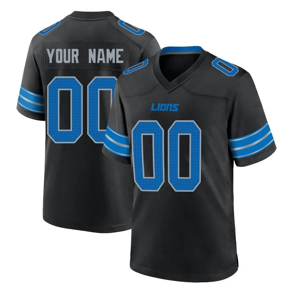 Qdoa Custom D.Lions Black Alternate Home Game Any Name & Numbers Stitched Jerseys
