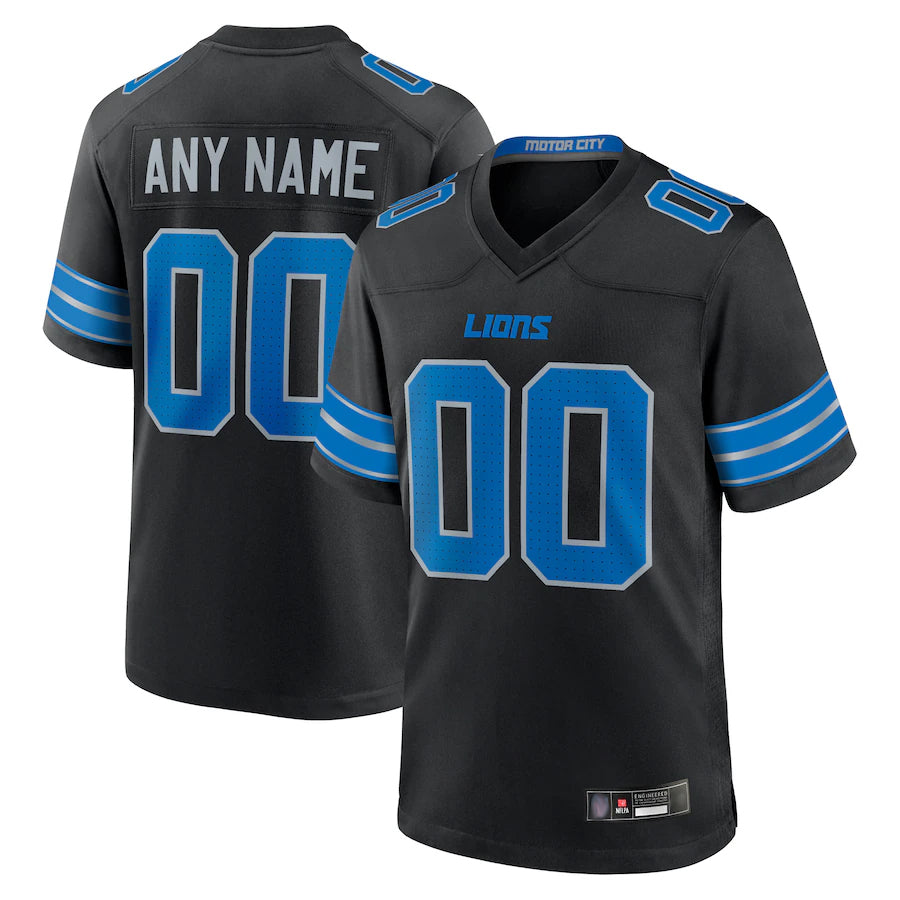 Qdoa Custom D.Lions Black Home Game Stitched Jerseys