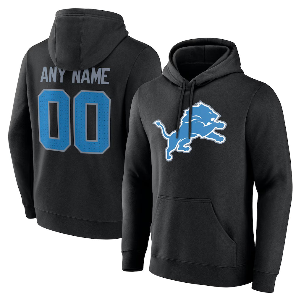 Qdoa Custom D.Lions Black Pullover Hoodies Limited Any Name & Numbers Stitched Jerseys