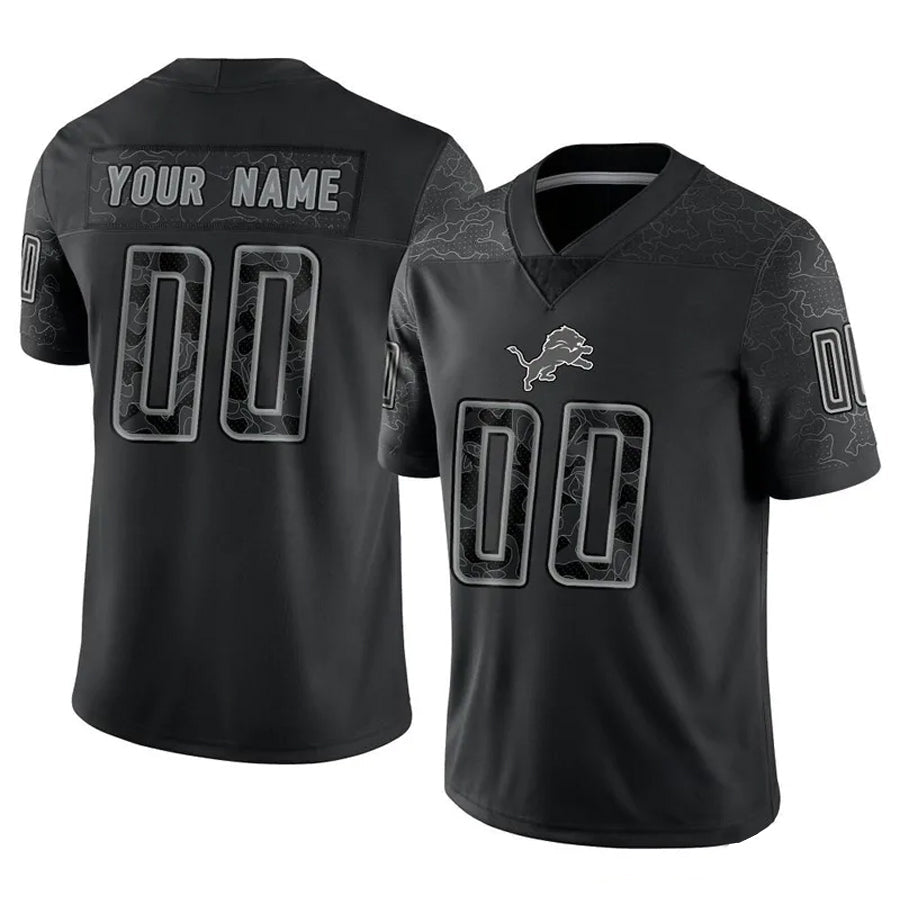Qdoa Custom D.Lions Black RFLCTV Limited Stitched Jerseys