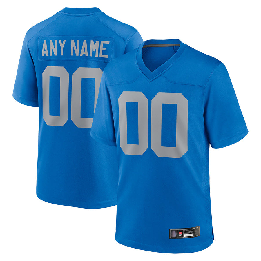 Qdoa Custom D.Lions Blue Limted Game Alternate Stitched Jerseys