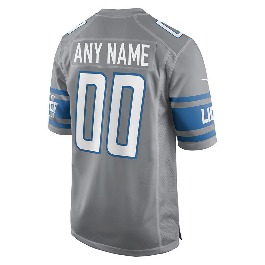 Qdoa Custom D.Lions Gray Replica Game Stitched Jerseys