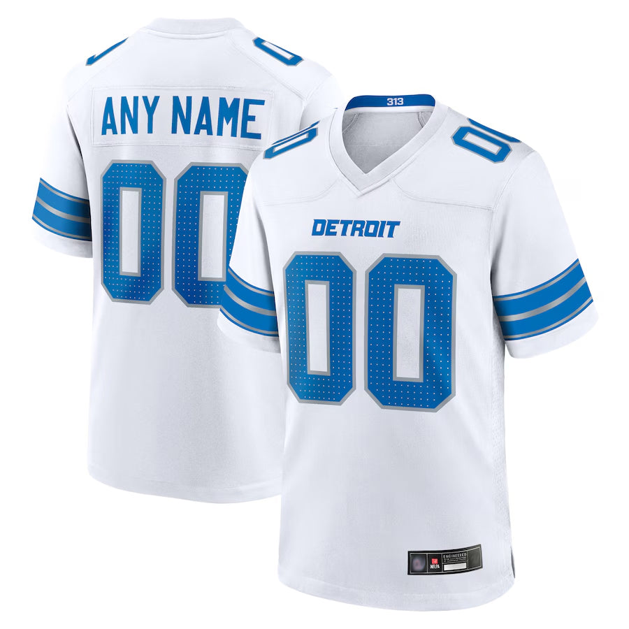 Qdoa Custom D.Lions White Home Game Stitched Jerseys