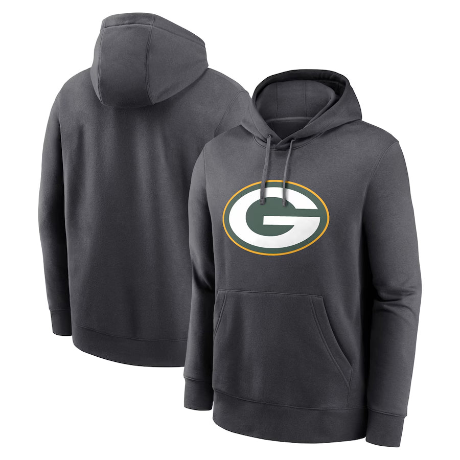 Qdoa Custom GB.Packers Anthracite Pullover Hoodie Game Stitched Jerseys