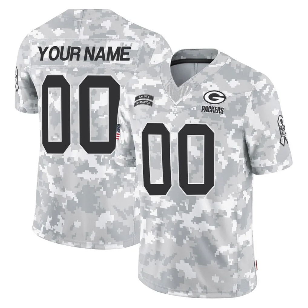 Qdoa Custom GB.Packers Arctic Camo Salute To Service Limited Any Name & Numbers Stitched Jerseys