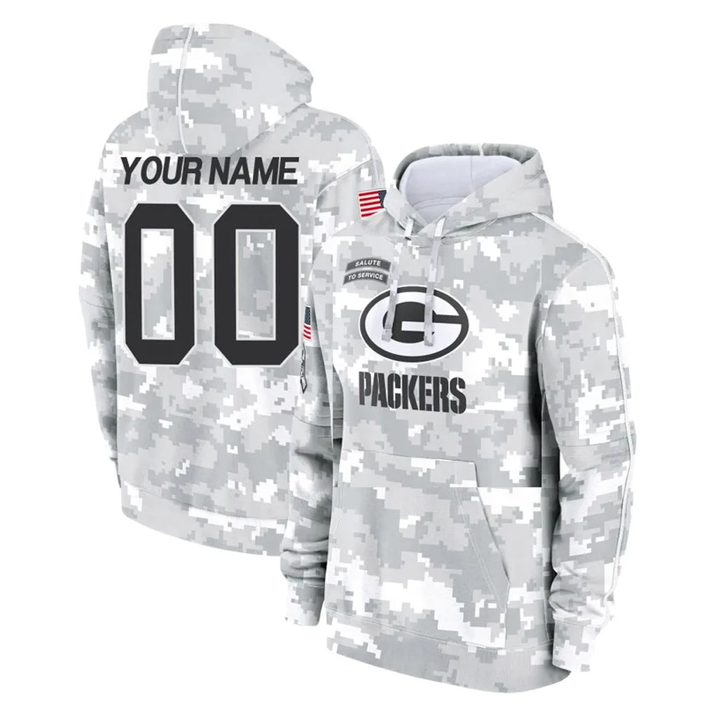 Qdoa Custom GB.Packers Arctic Camo Salute to Service Hoodies Limited Game Any Name & Numbers Stitched Jerseys
