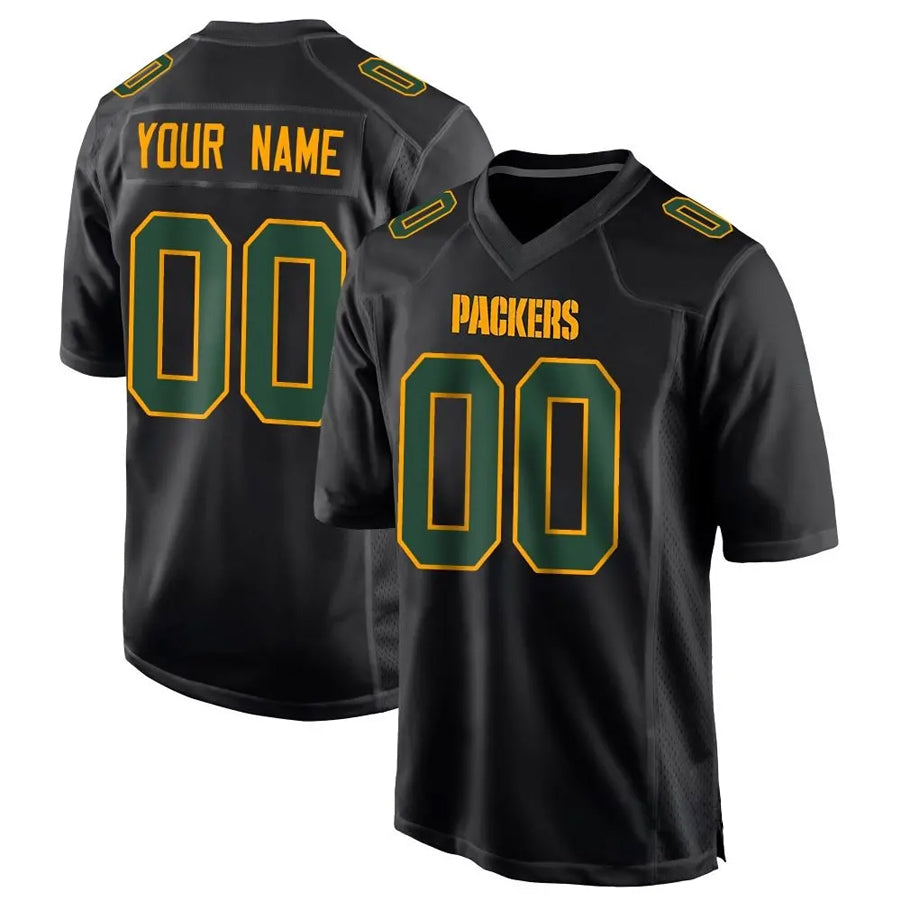 Qdoa Custom GB.Packers Black Fashion Game Stitched Jerseys