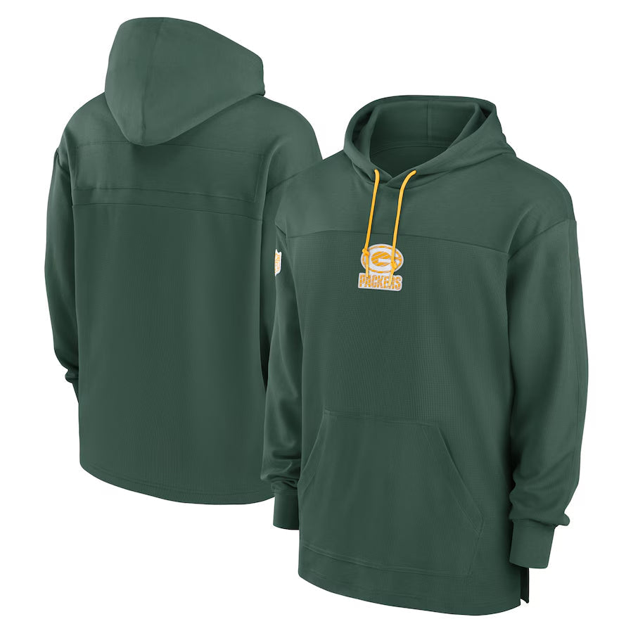 Qdoa Custom GB.Packers Green Sideline Pullover Hoodie Stitched Jerseys