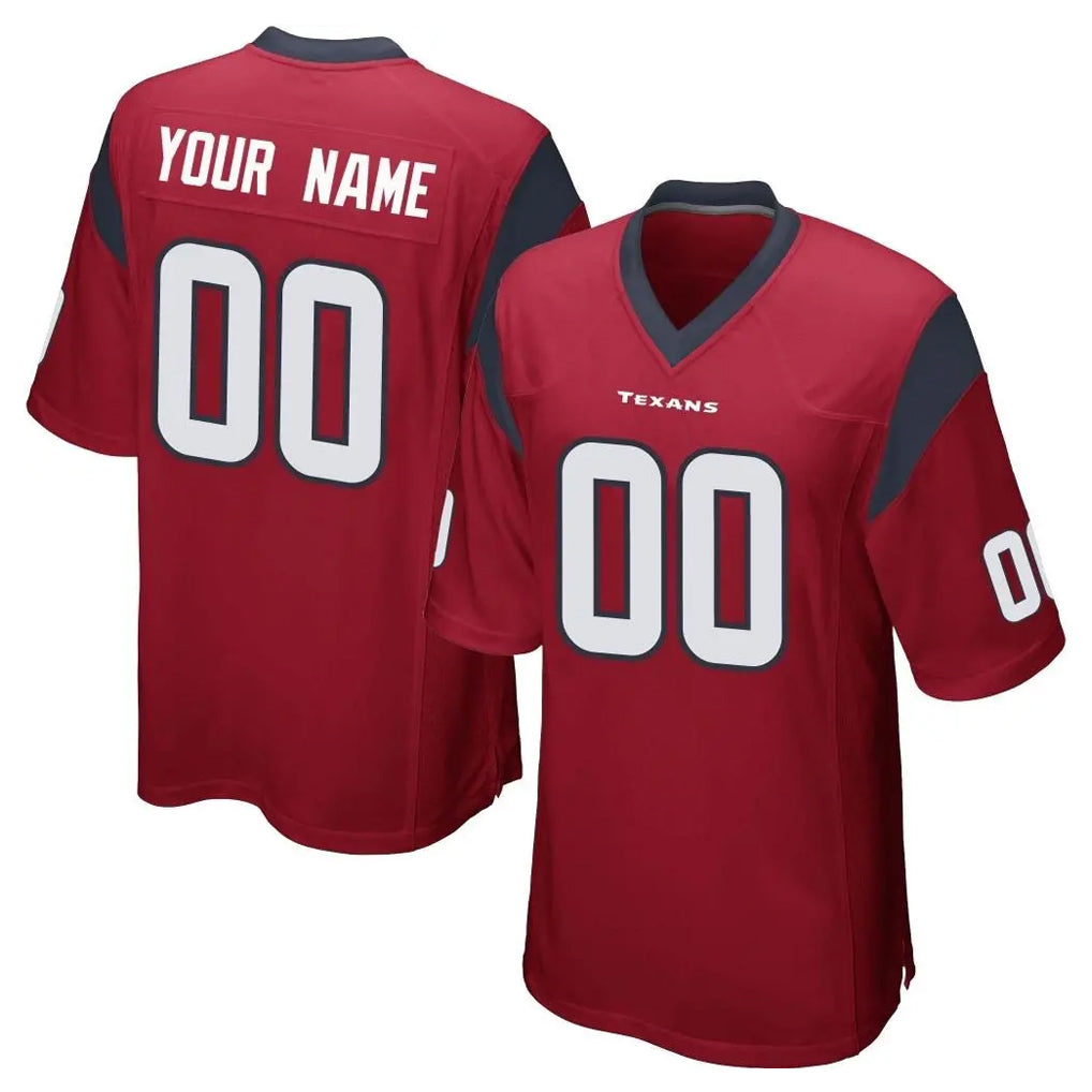 Qdoa Custom H.Texans Red Home Game Any Name & Numbers Stitched Jerseys