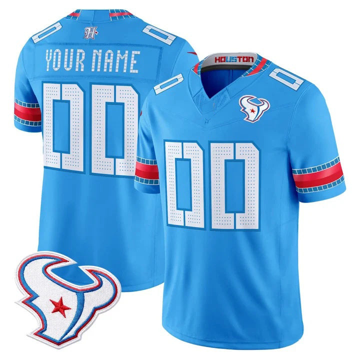 Qdoa Custom H.Texans Rivalries Blue Jersey - All Stitched