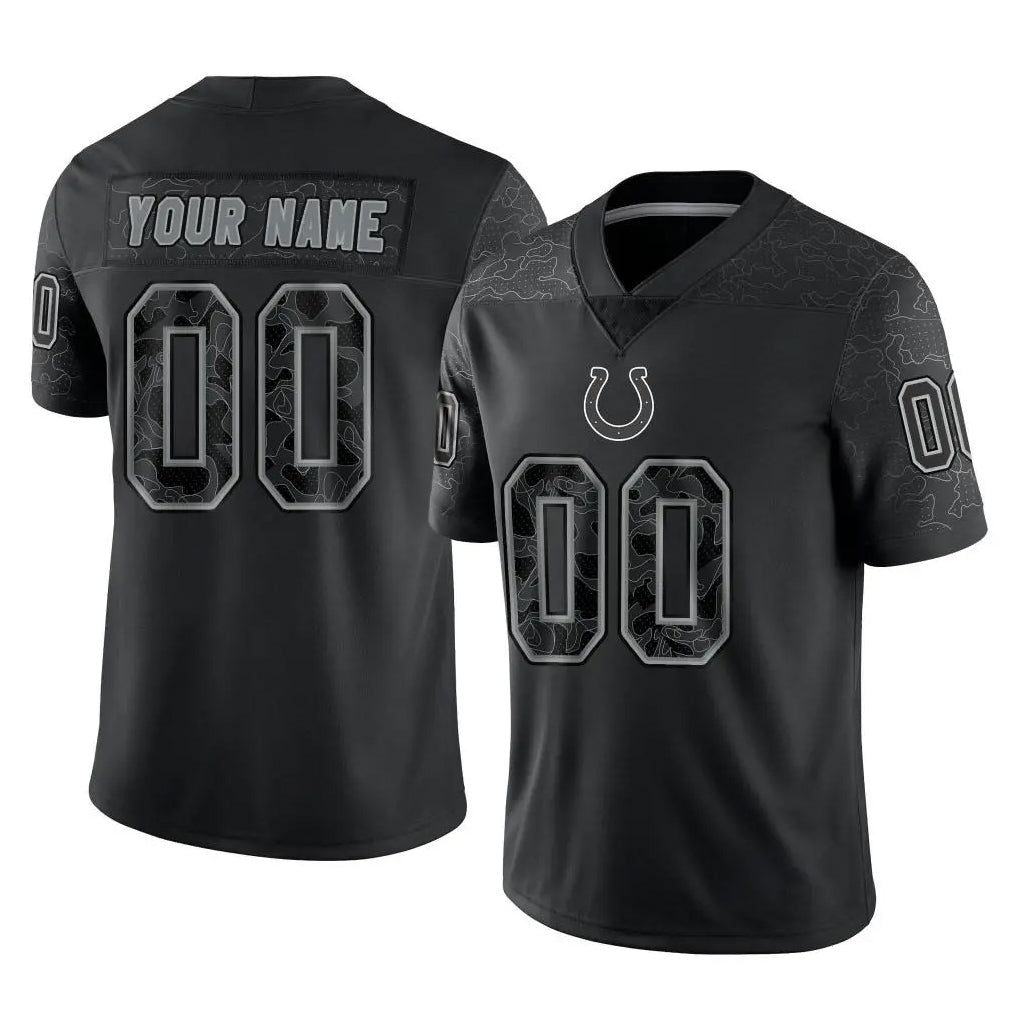 Qdoa Custom IN.Colts Black Reflective Limited Game Any Name & Numbers Stitched Jerseys
