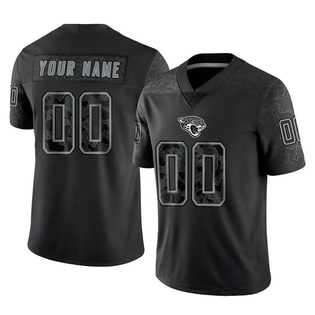 Qdoa Custom J.Jaguars Black Reflective Limited Game Any Name & Numbers Stitched Jerseys