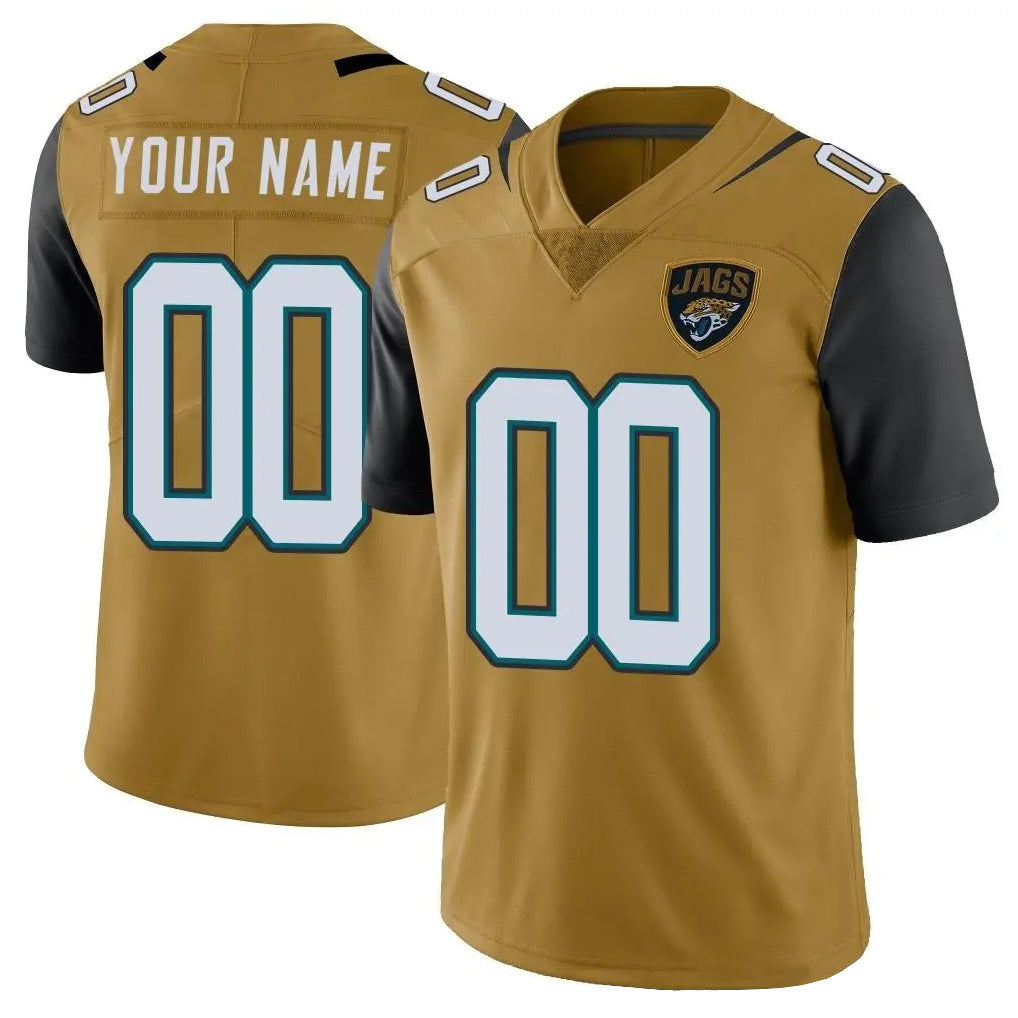 Qdoa Custom J.Jaguars Gold Vapor Limited Home Game Any Name & Numbers Stitched Jerseys