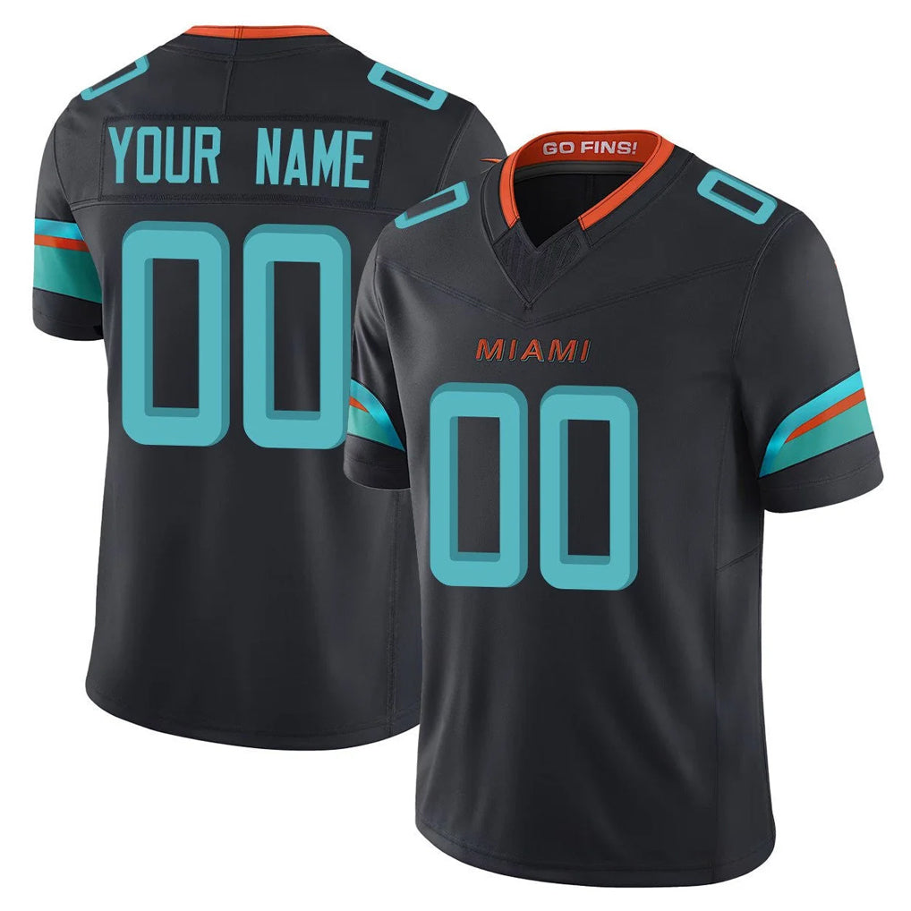 Qdoa Custom M.Dolphins Black Limited Pitch Rivalries Collection Home Game Any Name & Numbers Stitched Jerseys