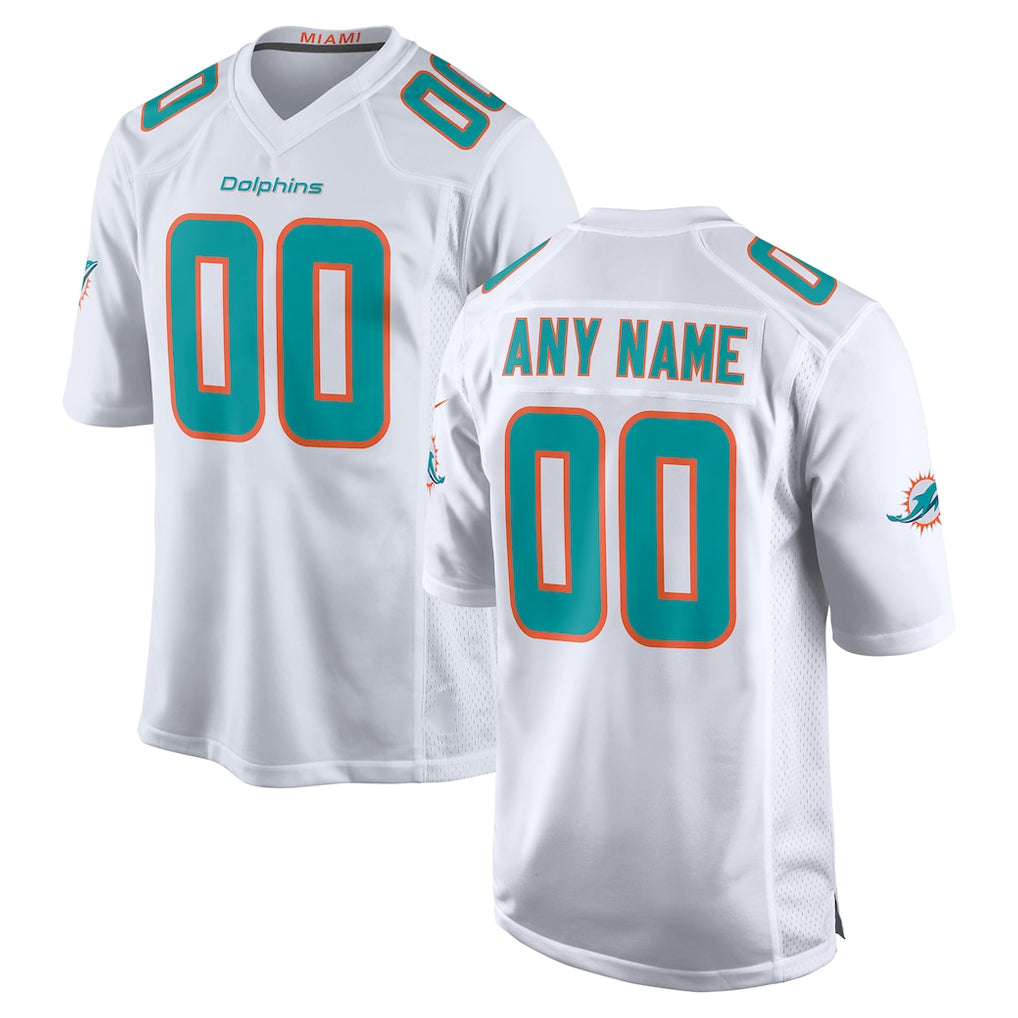 Qdoa Custom M.Dolphins White Game Home Any Name & Numbers Stitched Jerseys