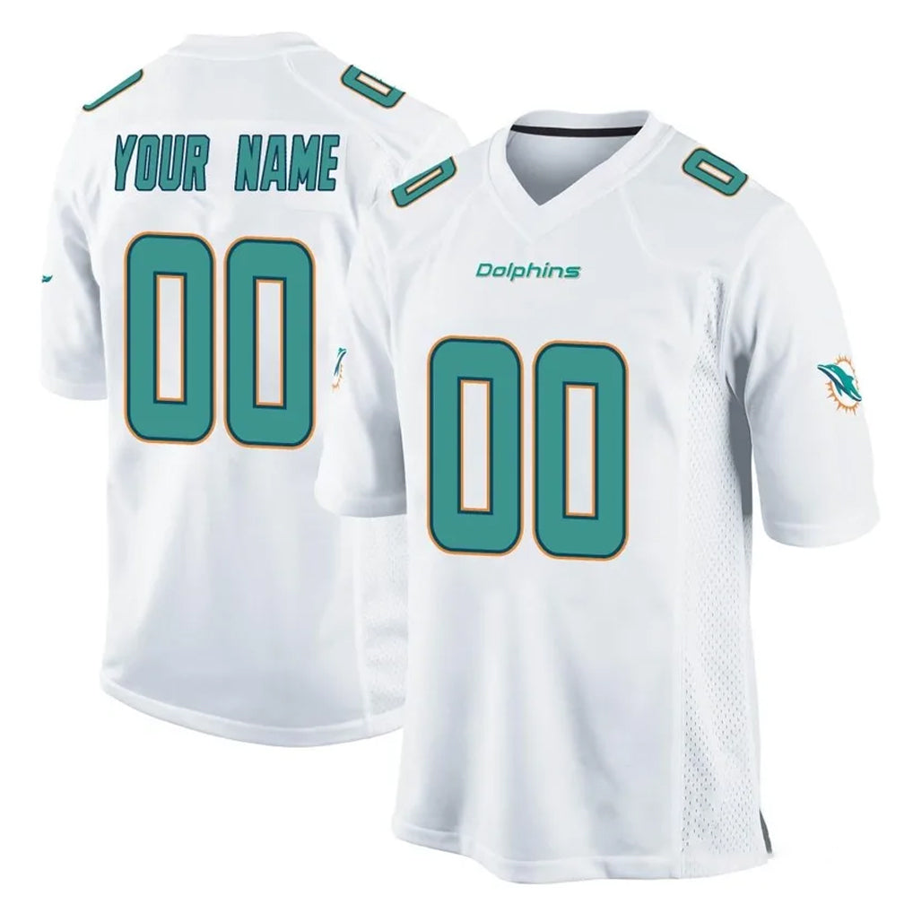 Qdoa Custom M.Dolphins White Home Game Any Name & Numbers Stitched Jerseys