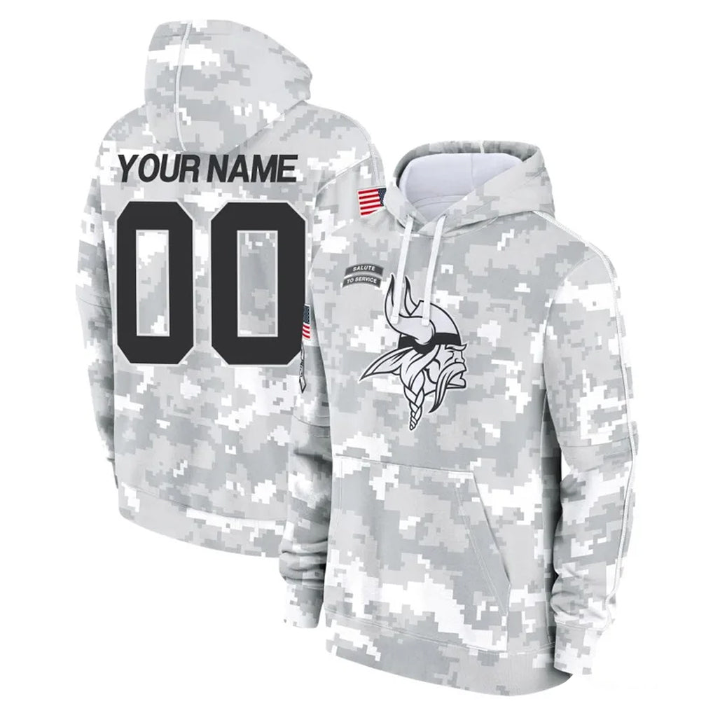 Qdoa Custom MN.Vikings Arctic Camo Salute to Service Hoodies Limited Game Any Name & Numbers Stitched Jerseys