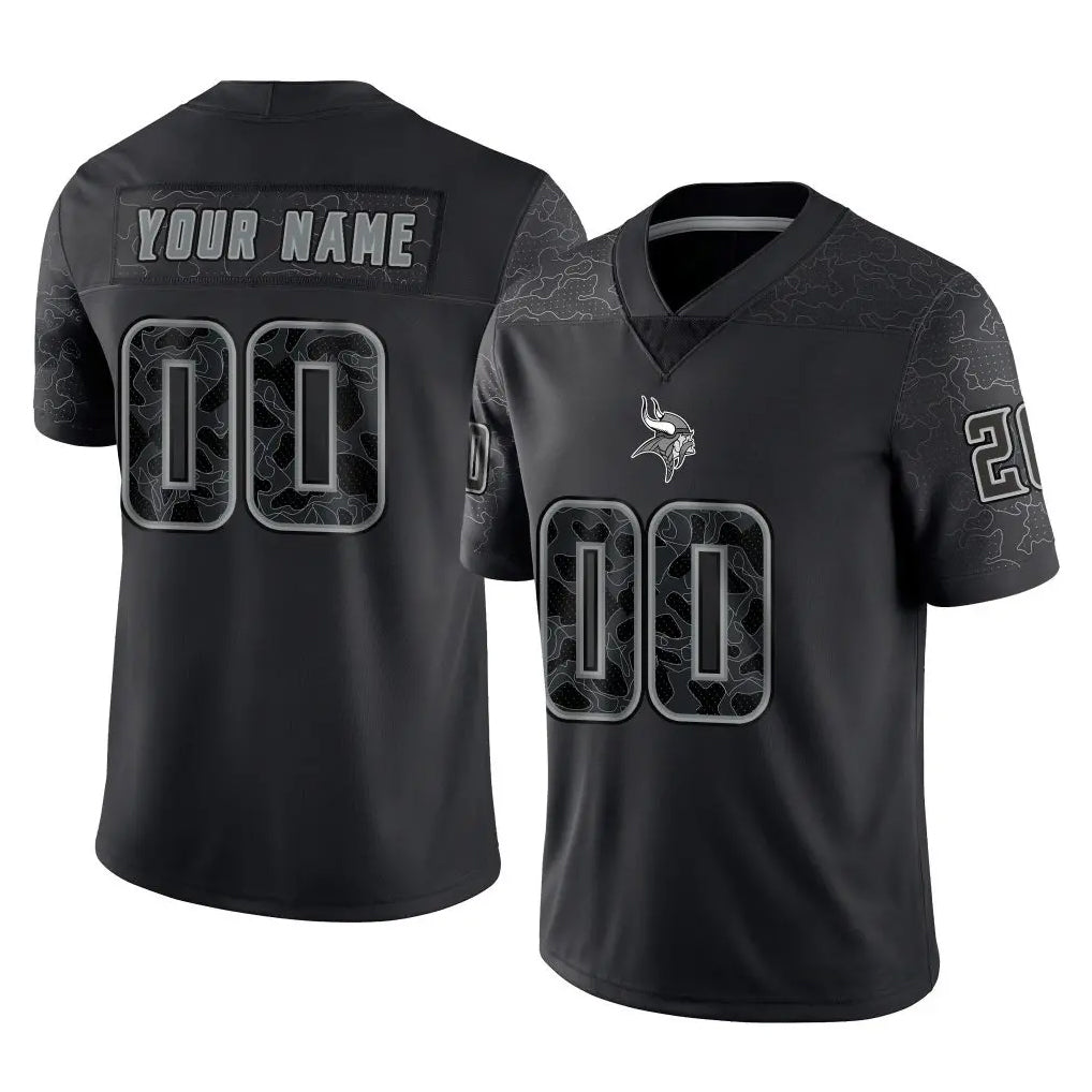 Qdoa Custom MN.Vikings Black Limited Reflective Home Game Any Name & Numbers Stitched Jerseys