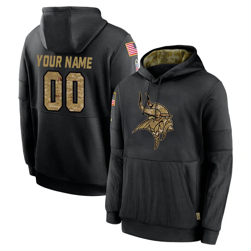 Qdoa Custom MN.Vikings Black Salute to Service Hoodies Limited Game Any Name & Numbers Stitched Jerseys