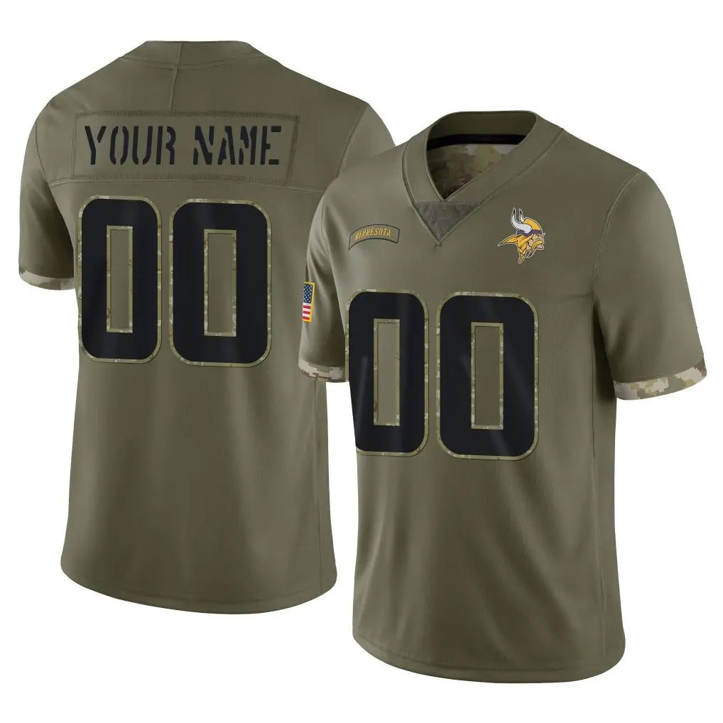 Qdoa Custom MN.Vikings Olive Salute To Service Limited Any Name & Numbers Stitched Jerseys