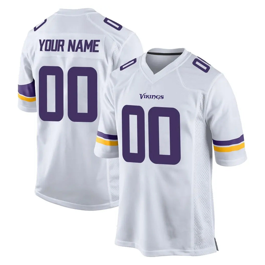Qdoa Custom MN.Vikings White Home Game Any Name & Numbers Stitched Jerseys