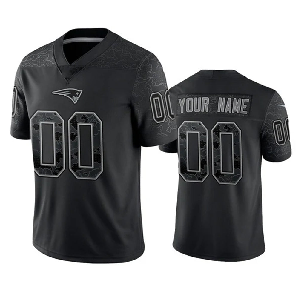 Qdoa Custom NE.Patriots Black Reflective LImited Home Game Any Name & Numbers Stitched Jerseys