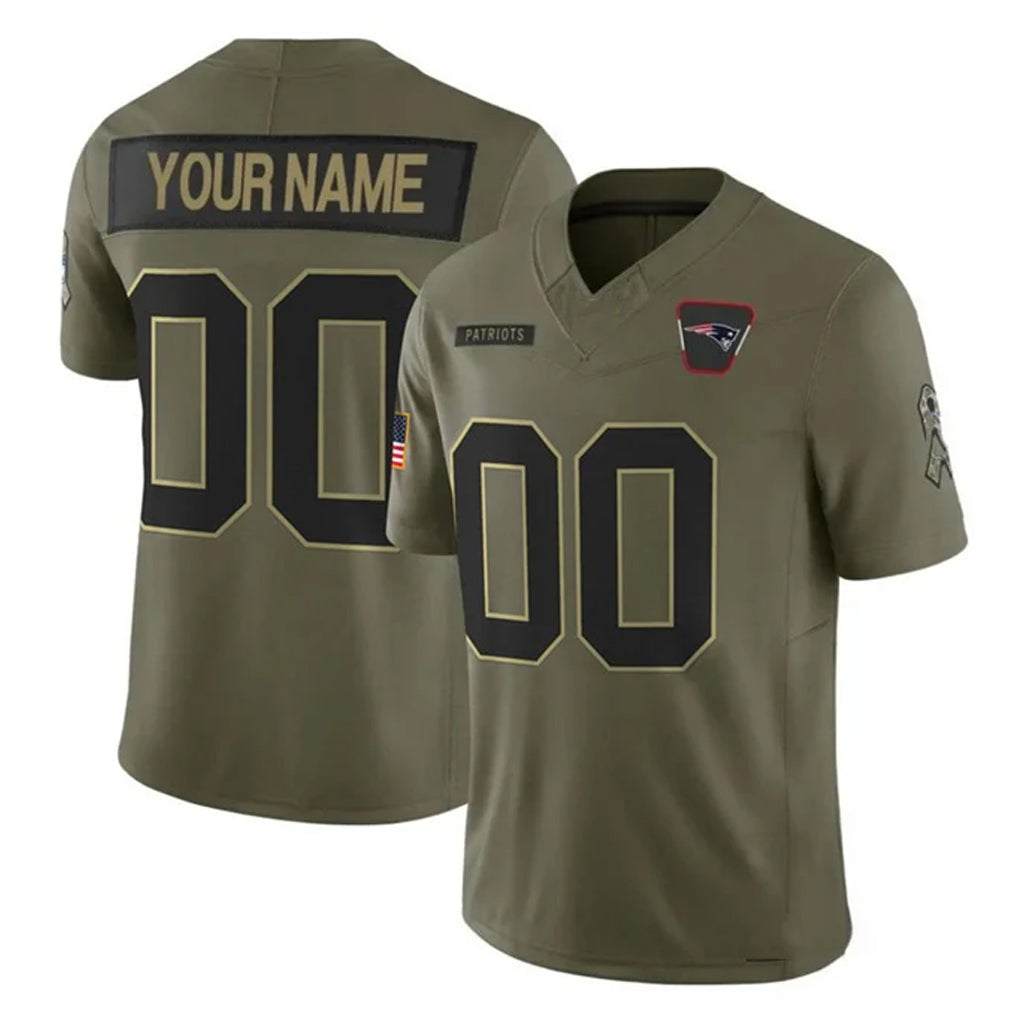 Qdoa Custom NE.Patriots Olive 2025 Salute To Service Limited Any Name & Numbers Stitched Jerseys