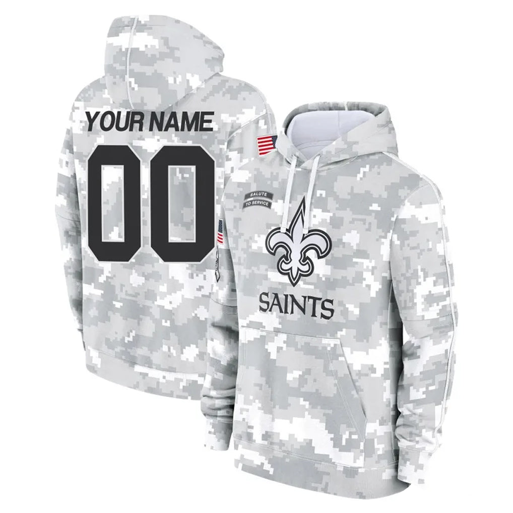 Qdoa Custom NO.Saints Arctic Camo Salute to Service Pullover Hoodies Limited Game Any Name & Numbers Stitched Jerseys
