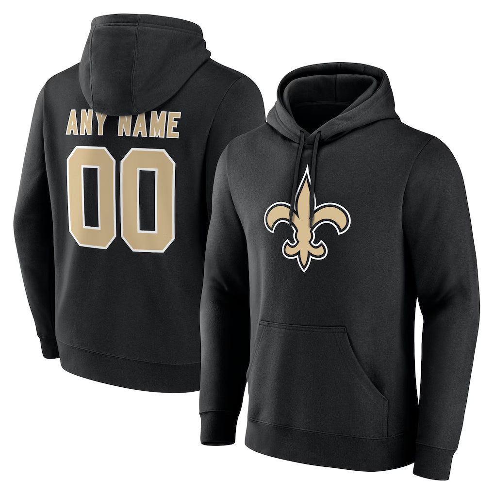 Qdoa Custom NO.Saints Black Pullover Hoodies Limited Any Name & Numbers Stitched Jerseys