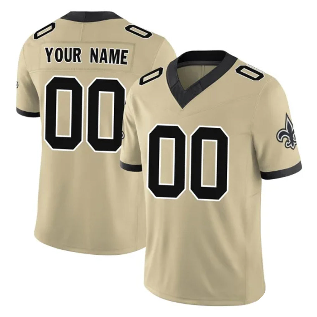 Qdoa Custom NO.Saints Gold Limited Vapor F.U.S.E. Home Game Any Name & Numbers Stitched Jerseys
