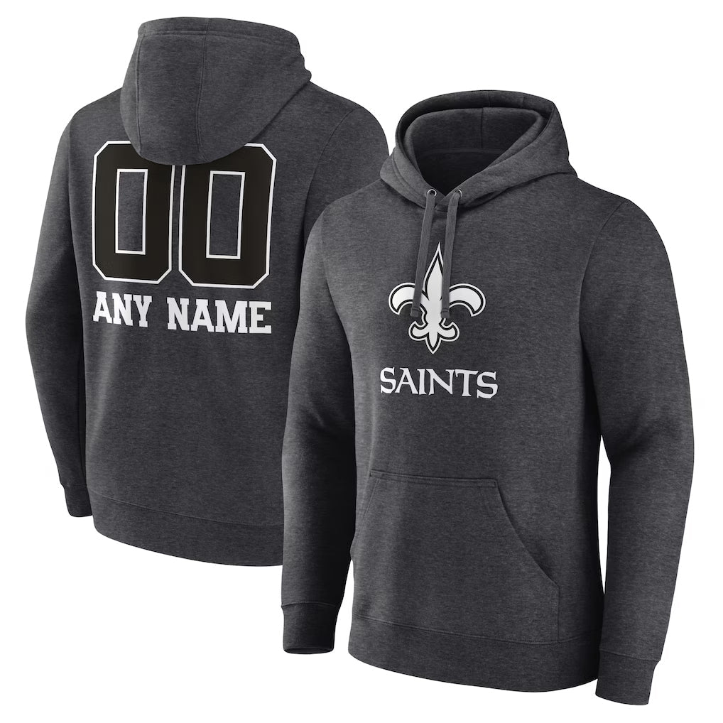 Qdoa Custom NO.Saints Gray Pullover Hoodies Limited Any Name & Numbers  Stitched Jerseys