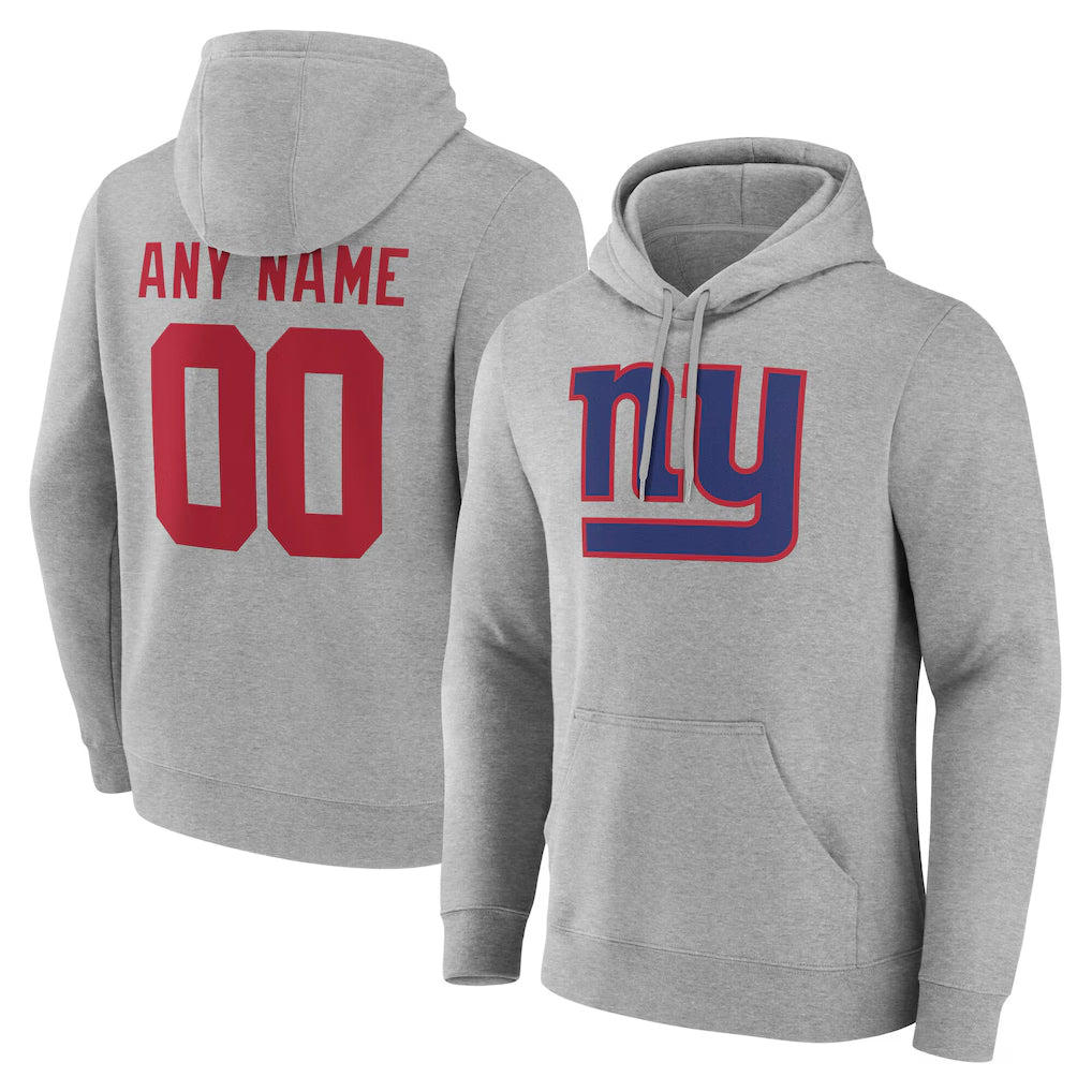 Qdoa Custom NY.Giants Gray Pullover Hoodies Limited Game Any Name & Numbers Stitched Jerseys