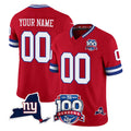 Qdoa Custom NY.Giants Red 100th Season & State Patch Vapor Limited Home Game Any Name & Numbers Stitched Jerseys