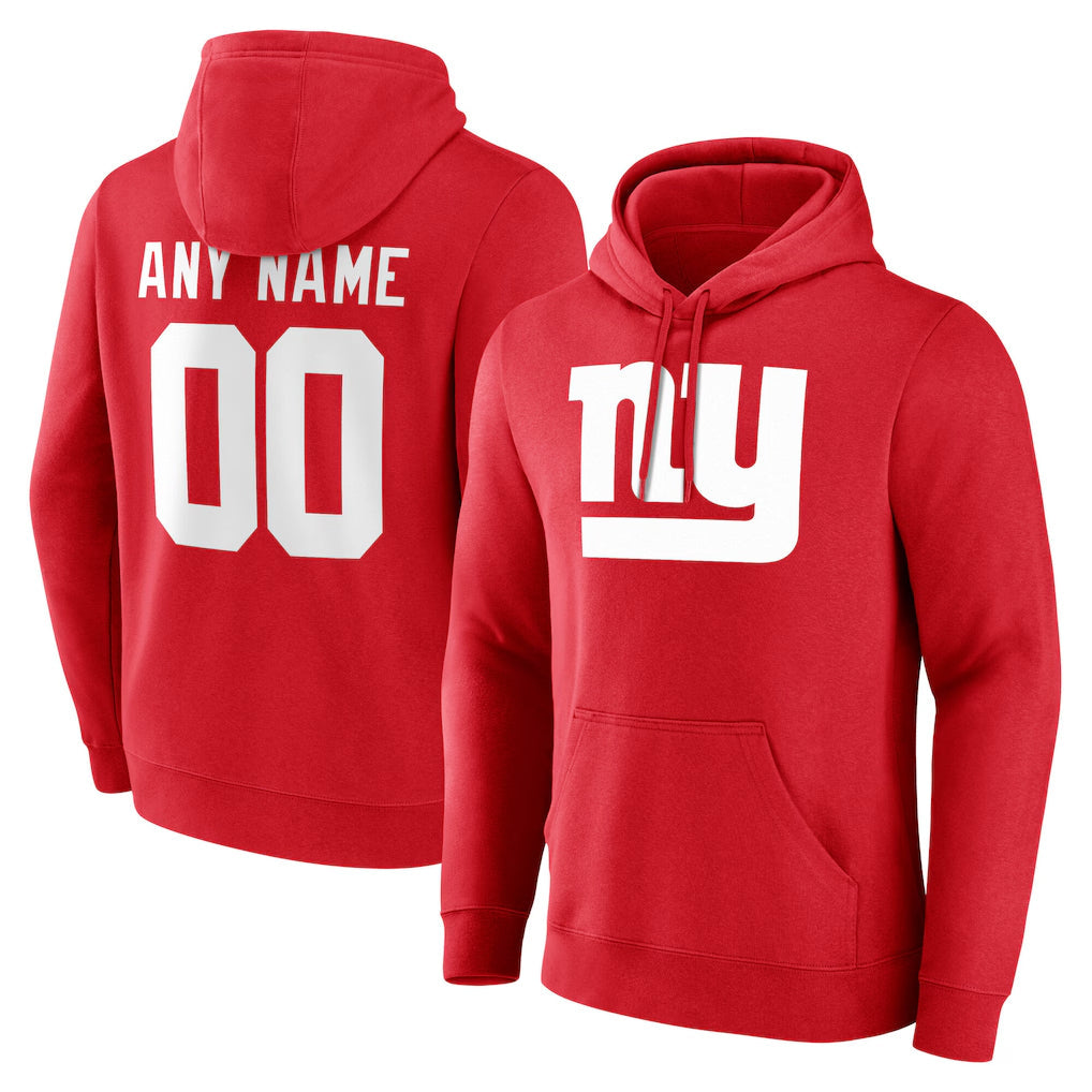 Qdoa Custom NY.Giants Red Pullover Hoodies Limited Game Any Name & Numbers Stitched Jerseys