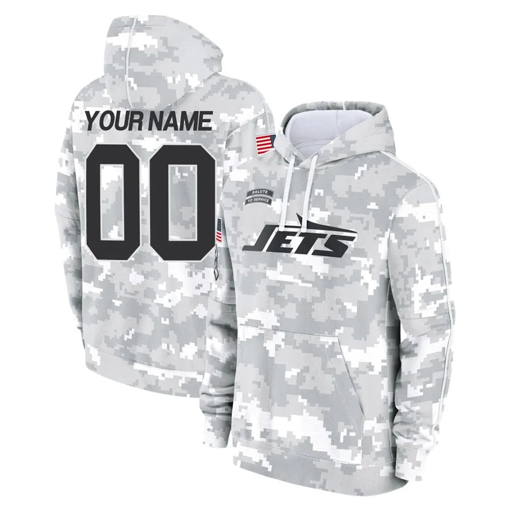 Qdoa Custom NY.Jets Arctic Camo Salute to Service Pullover Hoodies Limited Game Any Name & Numbers Stitched Jerseys