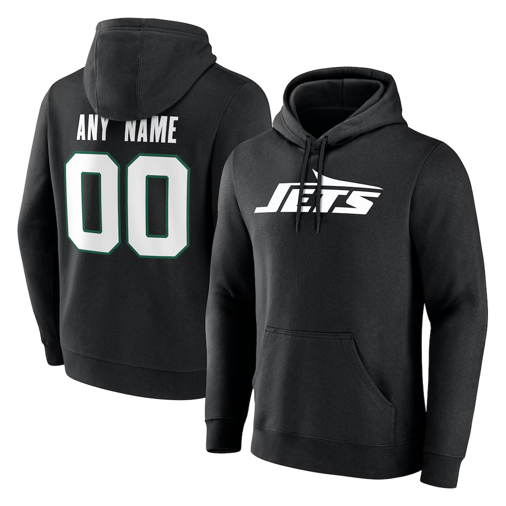 Qdoa Custom NY.Jets Black LOGO Pullover Hoodies Limited Game Any Name & Numbers Stitched Jerseys