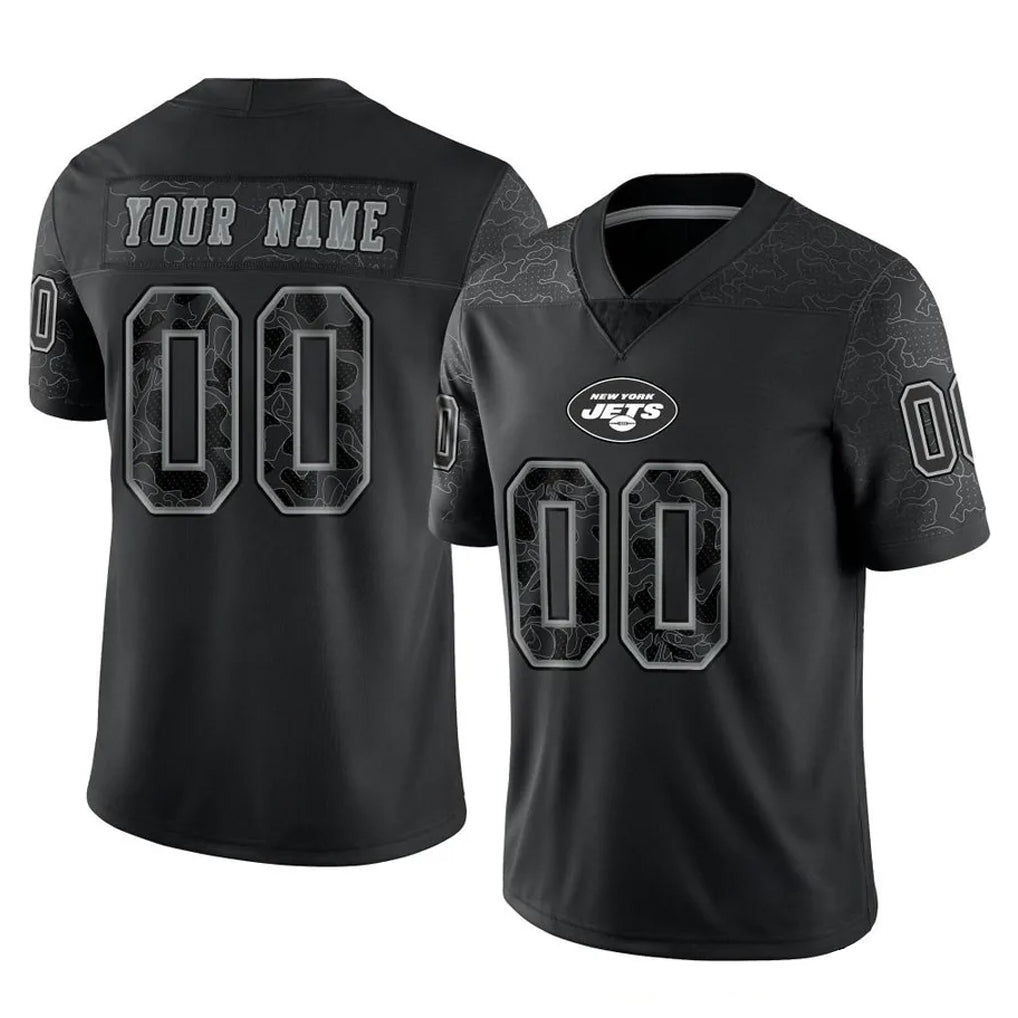 Qdoa Custom NY.Jets Black Limited Reflective Home Game Any Name & Numbers Stitched Jerseys