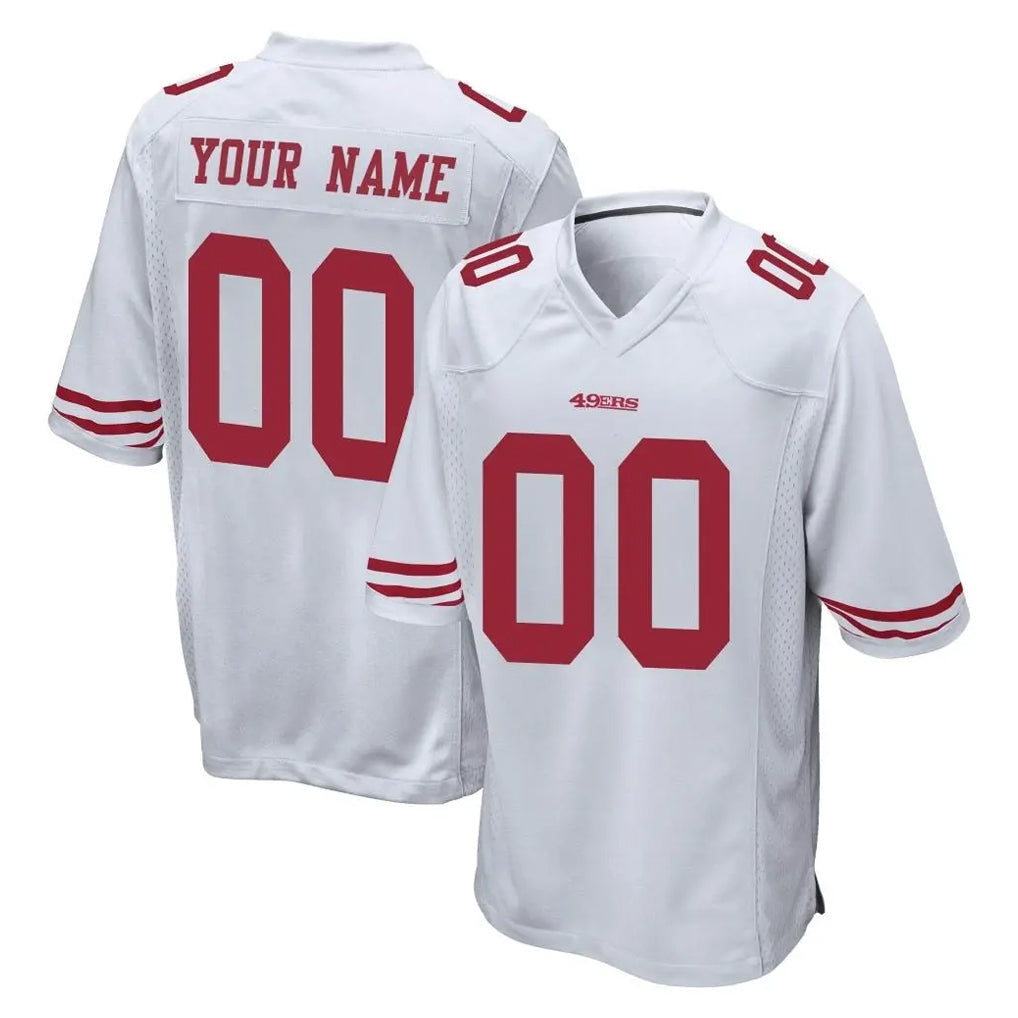 Qdoa Custom SF.49ers White Home Game Any Name & Numbers Stitched Jerseys