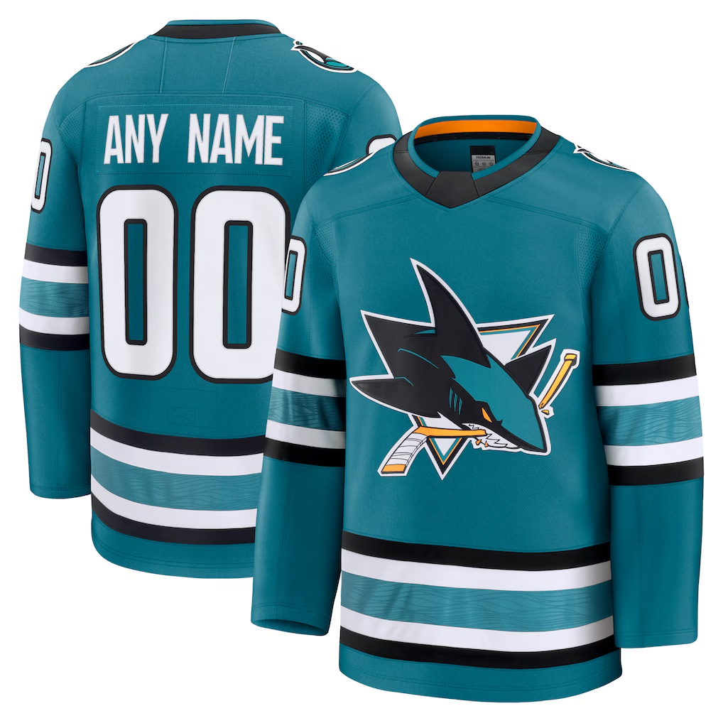 Qdoa Custom S.Jose Sharks Teal Home Premium Jerseys