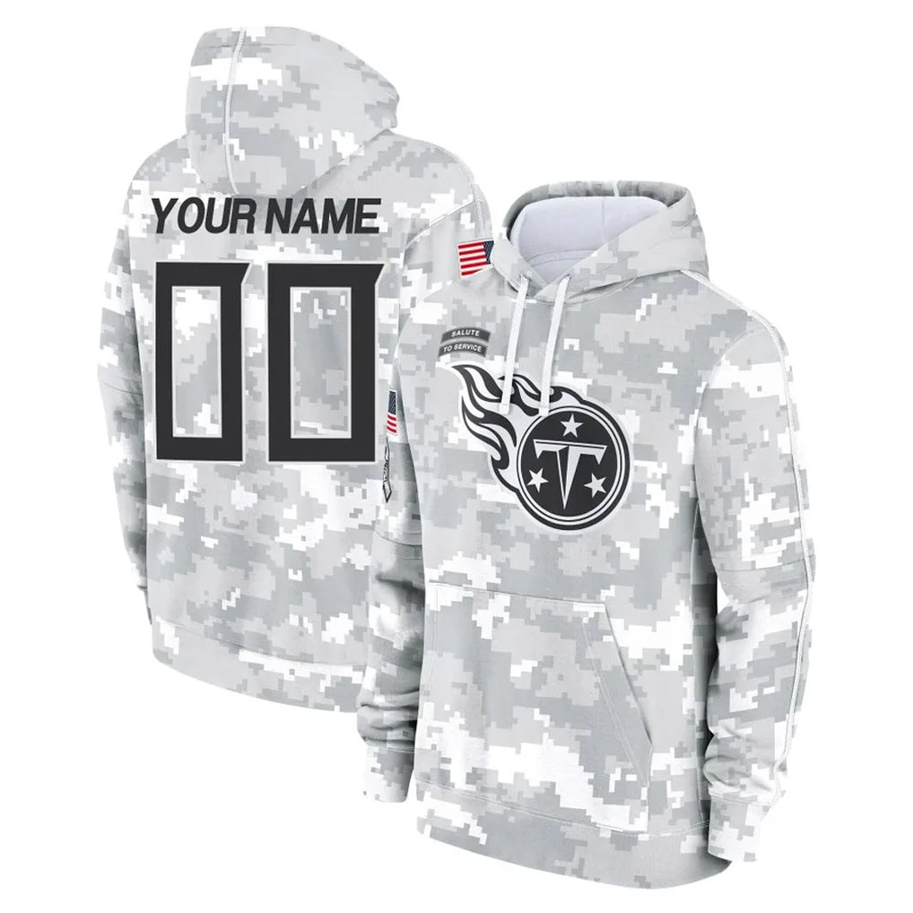 Qdoa Custom T.Titans Camo Arctic Salute to Service Pullover Hoodies Home Game Any Name & Numbers Stitched Jerseys